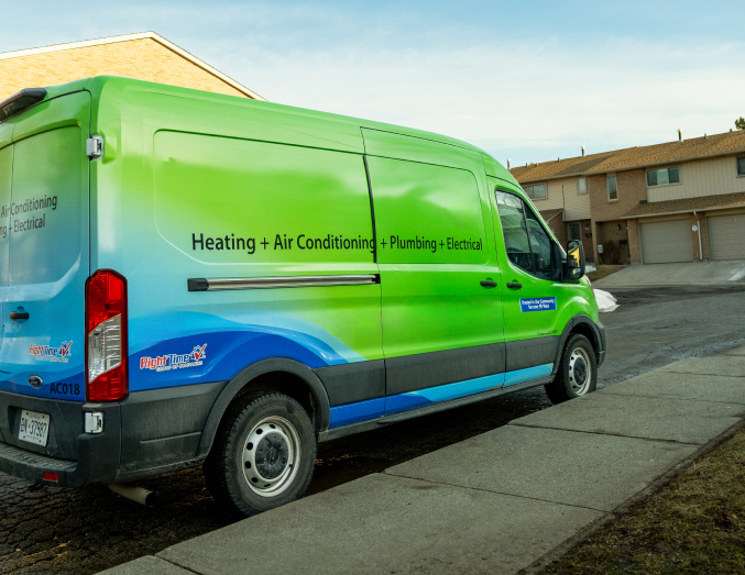 The Comfort Group Plumbing service van with HVAC, plumbing, and electrical branding parked in a suburban neighborhood, promoting local trust. The Comfort Group Plumbing service van with HVAC, plumbing, and electrical branding parked in a suburban neighborhood, promoting local trust.